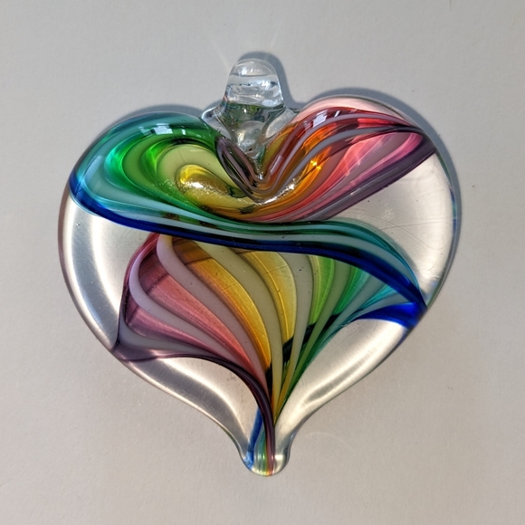 VTG RAINBOW SWIRL LAMP WORK GLASS PENDANT - Picture 2 of 8